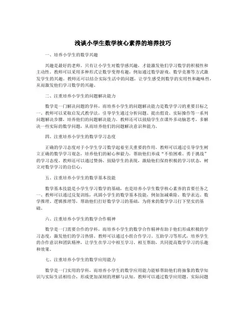 浅谈小学生数学核心素养的培养技巧