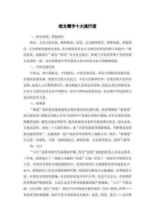 2020年咬文嚼字十大流行语