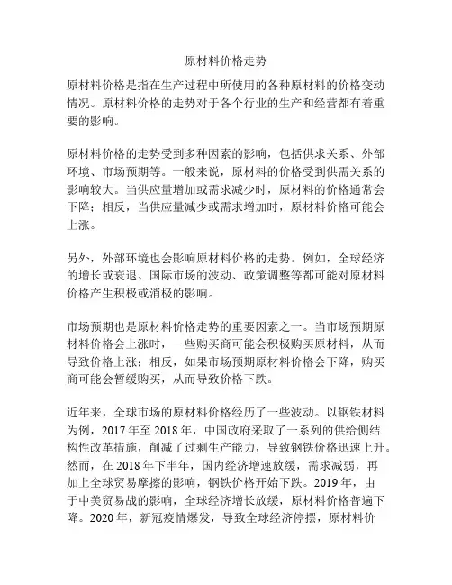 原材料价格走势