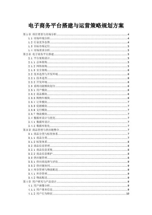 电子商务平台搭建与运营策略规划方案