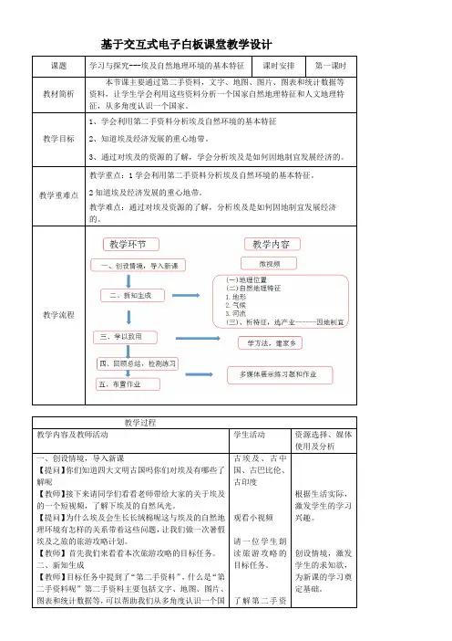 中国地图出版社初中地理八年级下册 第六节 学习与探究——走进埃及【区一等奖】