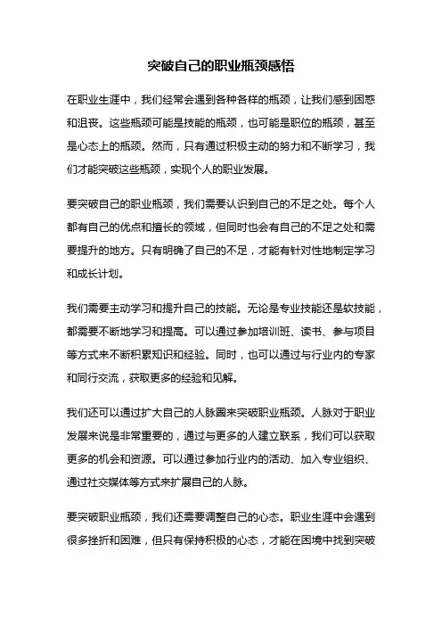 突破自己的职业瓶颈感悟