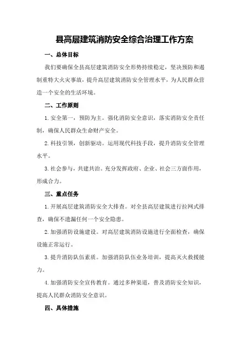县高层建筑消防安全综合治理工作方案