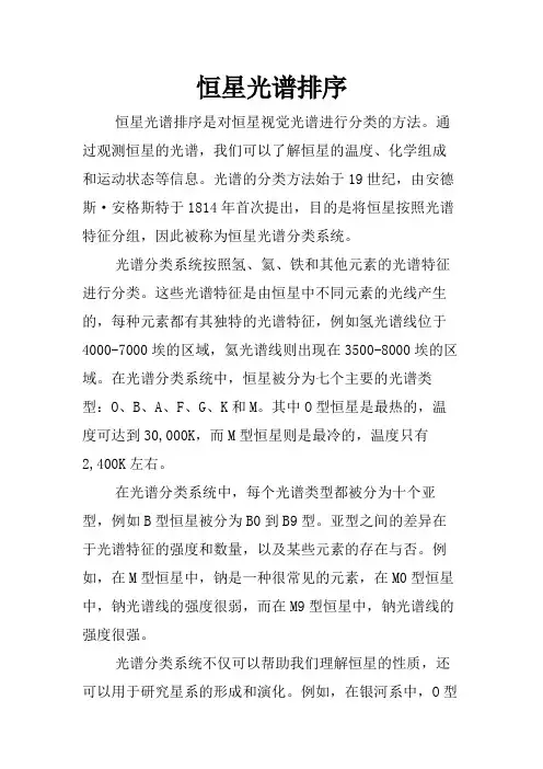 恒星光谱排序
