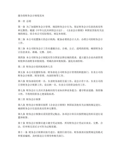健全的财务会计制度范本