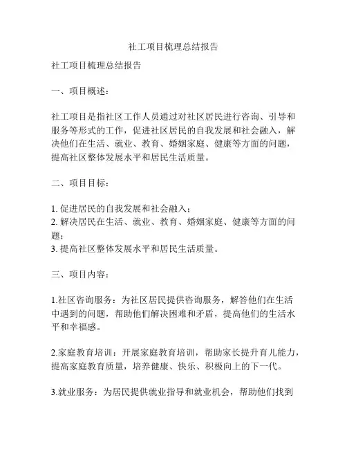 社工项目梳理总结报告