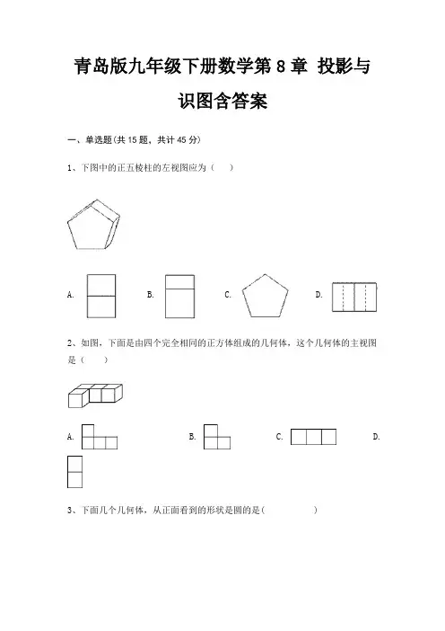青岛版九年级下册数学第8章 投影与识图含答案完整版
