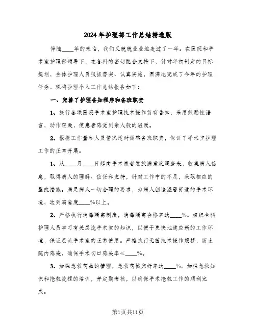 2024年护理部工作总结精选版(4篇)