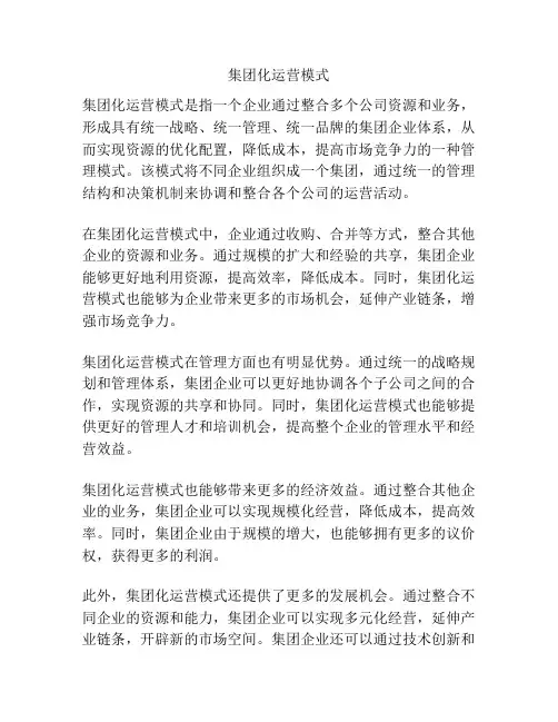 集团化运营模式