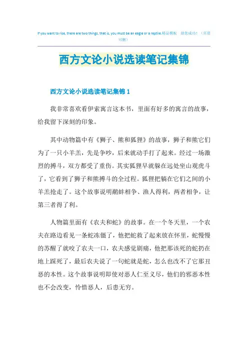 西方文论小说选读笔记集锦