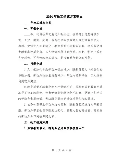2024年抢工措施方案范文