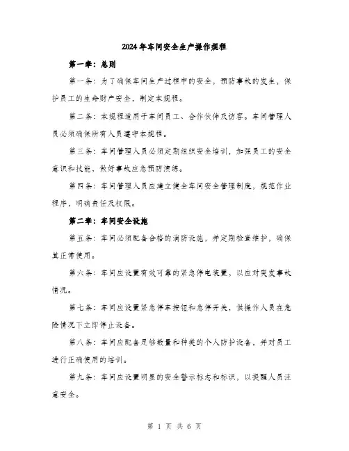 2024年车间安全生产操作规程（2篇）