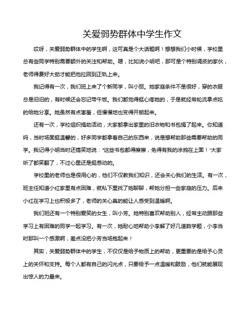 关爱弱势群体中学生作文