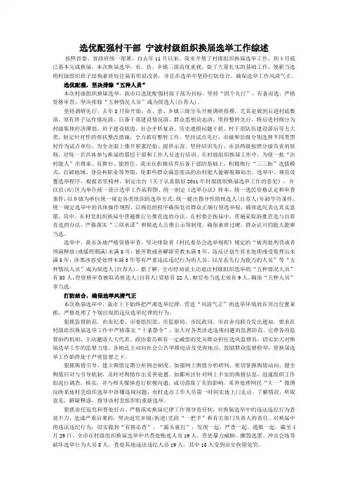 选优配强村干部 宁波村级组织换届选举工作综述