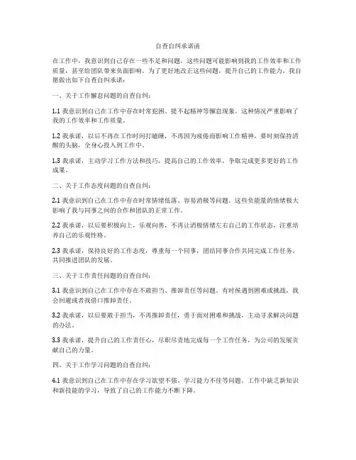 自查自纠承诺函