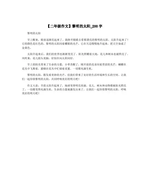 【二年级作文】黎明的太阳_200字