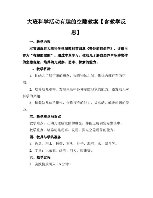 大班科学活动有趣的空隙教案【含教学反思】(1)