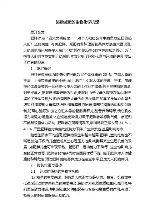 运动减肥的生物化学机理