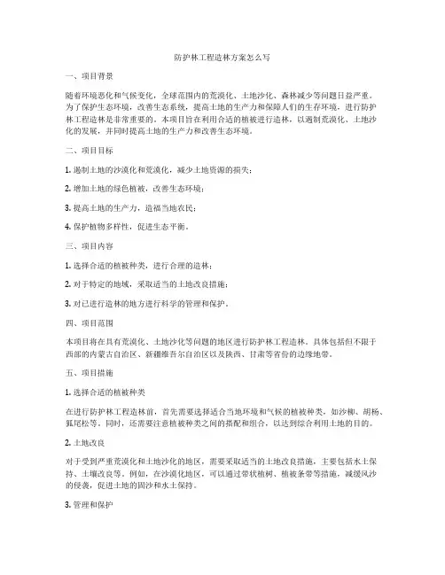 防护林工程造林方案怎么写