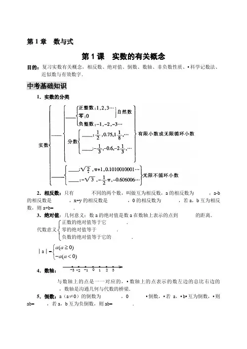 实数的有关概念(含答案)
