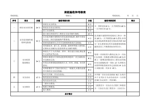 班组验收和考核表
