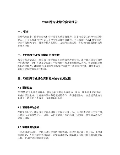 vbse跨专业综合实训报告