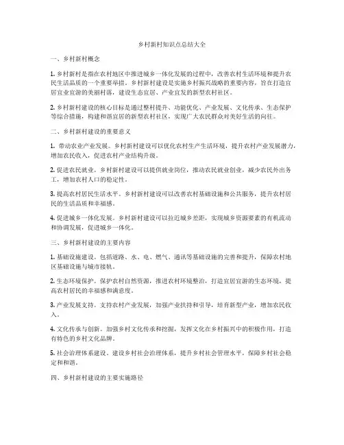乡村新村知识点总结大全