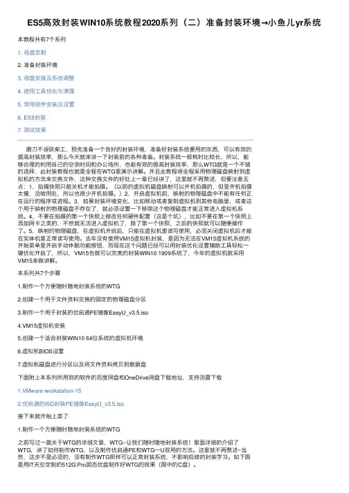 ES5高效封装WIN10系统教程2020系列（二）准备封装环境→小鱼儿yr系统
