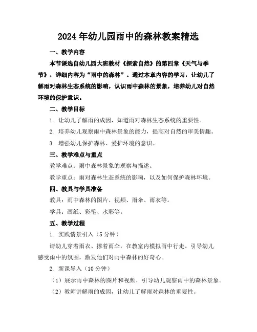 2024年幼儿园雨中的森林教案精选