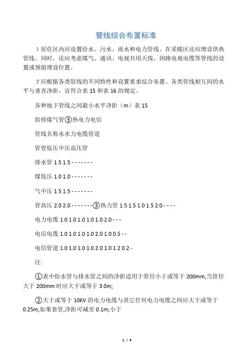 住宅小区管线综合布置标准