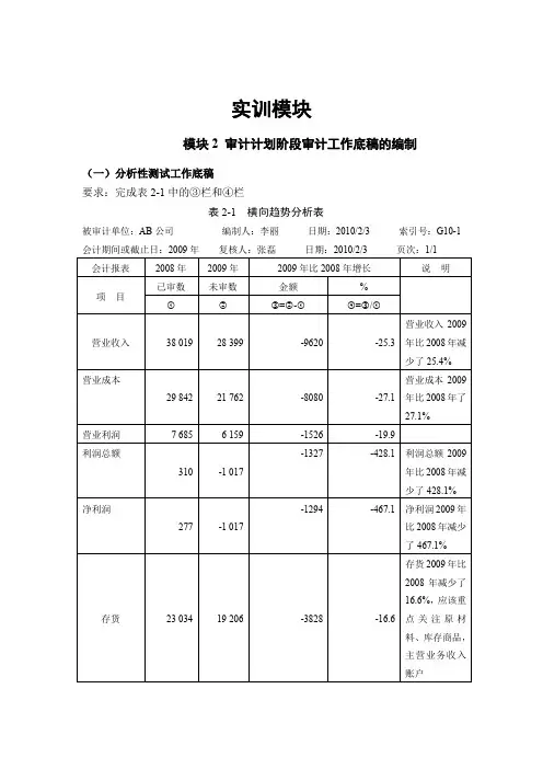 审计实训题