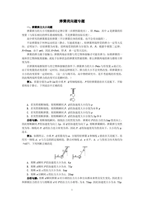 弹簧类问题专题盘点