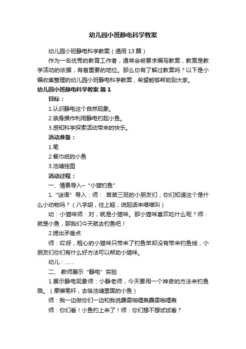 幼儿园小班静电科学教案
