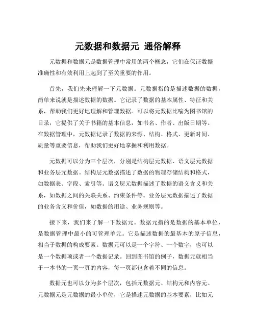 元数据和数据元 通俗解释