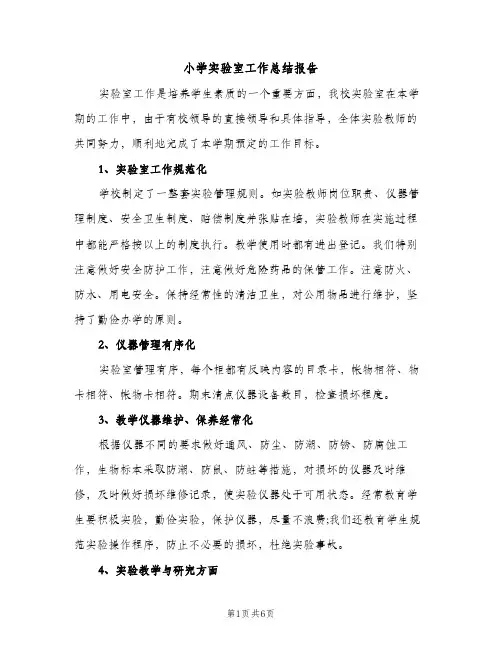 小学实验室工作总结报告（3篇）