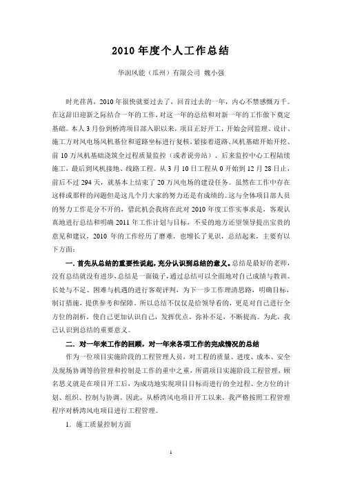 2010年度个人总结