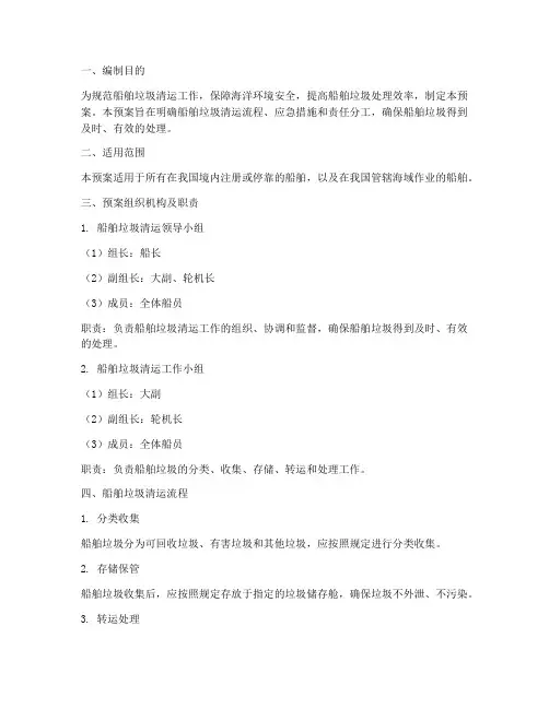 船舶垃圾清运应急预案方案