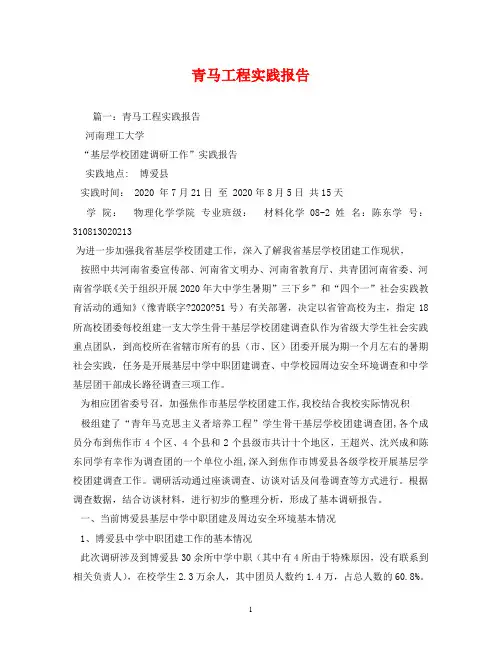 青马工程实践报告