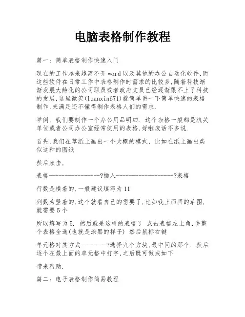 电脑表格制作教程