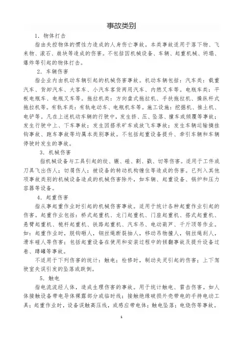 安全生产事故类别--20种