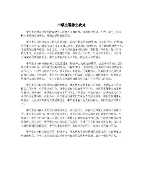 中学生道德之我见