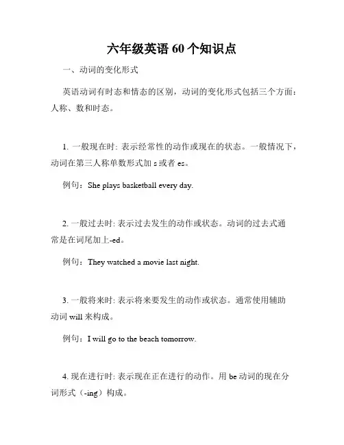 六年级英语60个知识点