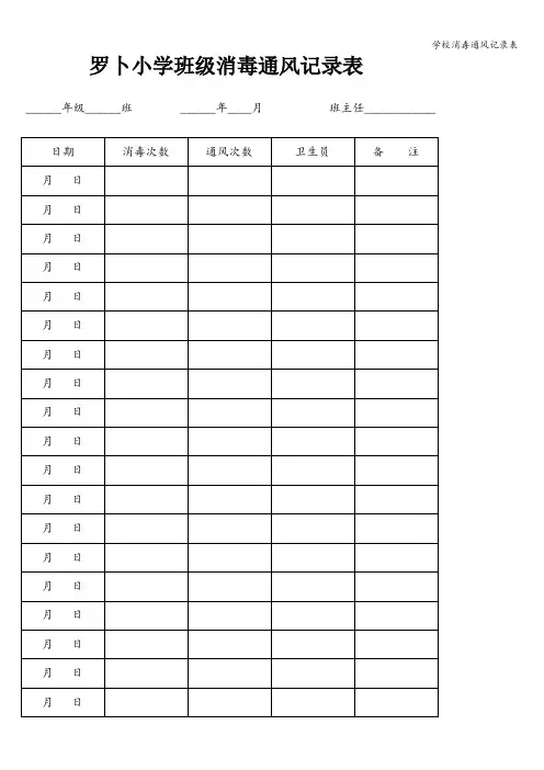 学校消毒通风记录表