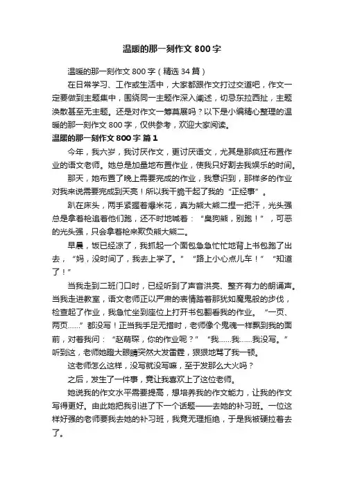 温暖的那一刻作文800字