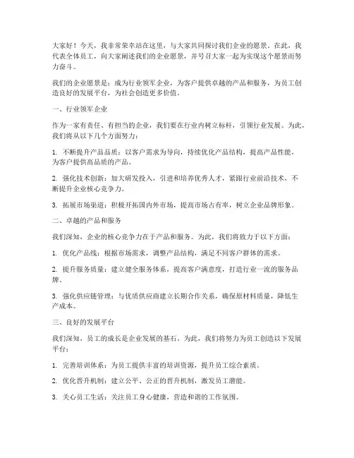 领导企业愿景发言稿