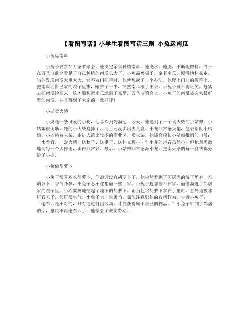 【看图写话】小学生看图写话三则 小兔运南瓜