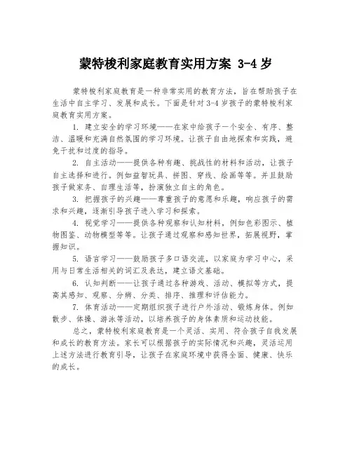 蒙特梭利家庭教育实用方案 3-4岁