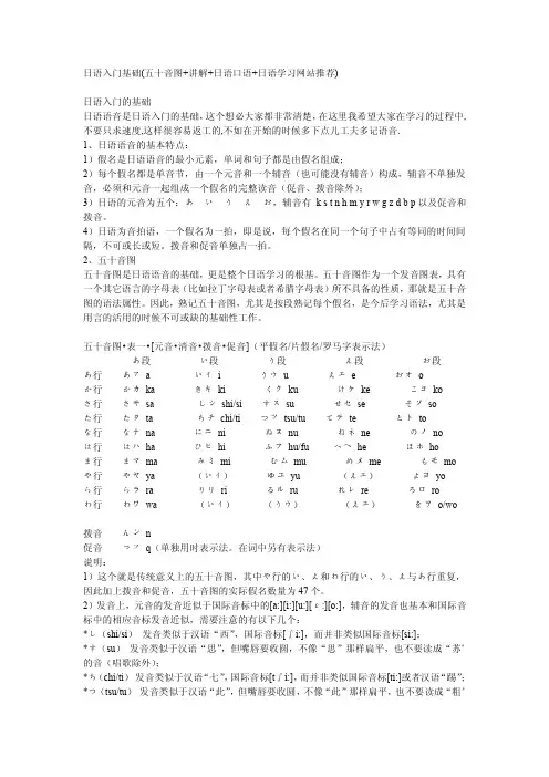 日语入门基础