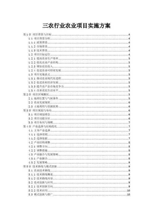 三农行业农业项目实施方案