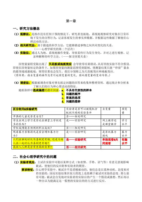 社会心理学重要知识点考点整理